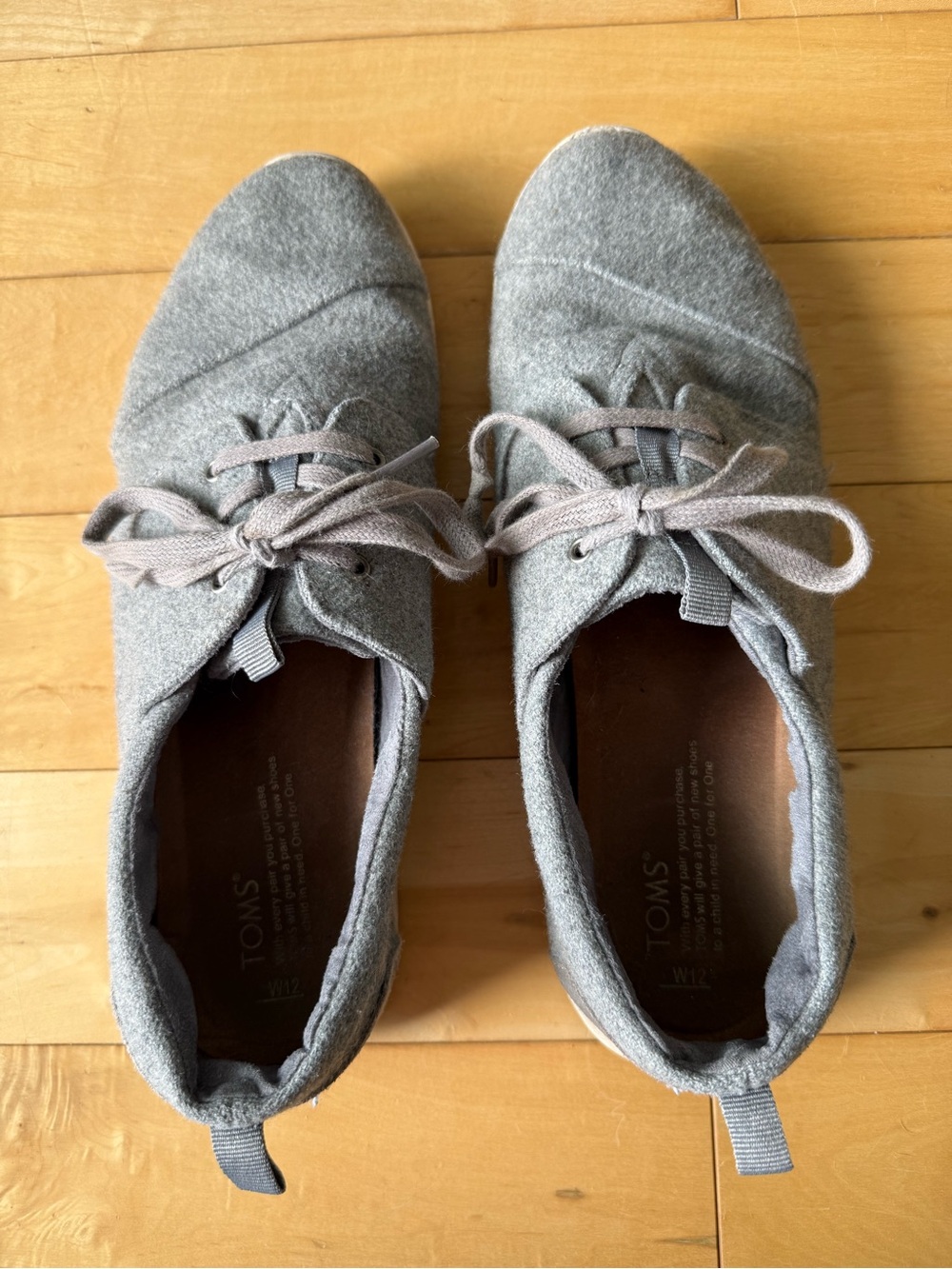 TOMS Light Gray Wool Lace-Up Sneakers